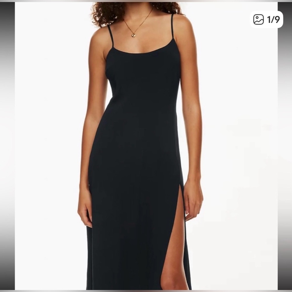 Aritzia Black Slip Maxi Dress with Side Slit